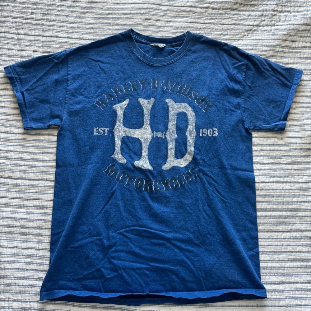 Harley Davidson Blue Graphic T-Shirt